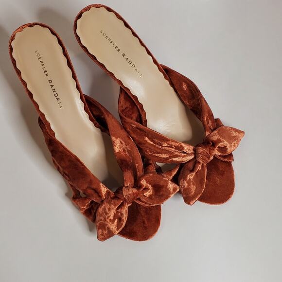 Loeffler Randall Luisa Velvet knotted bow kitten heels Size 11 - Picture 12 of 14